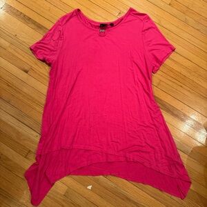 Rafaella Pink Asymmetrical Short Sleeve Tee XL